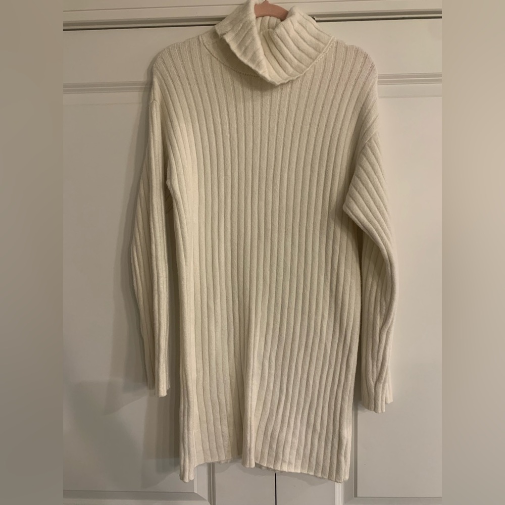 Sweater Dress White Ribbed